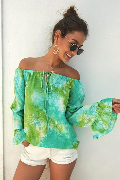 Creamtopmall Print Off The Shoulder Loose Blouse