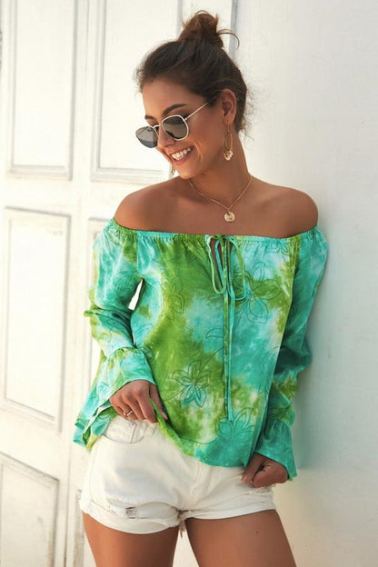 Creamtopmall Print Off The Shoulder Loose Blouse