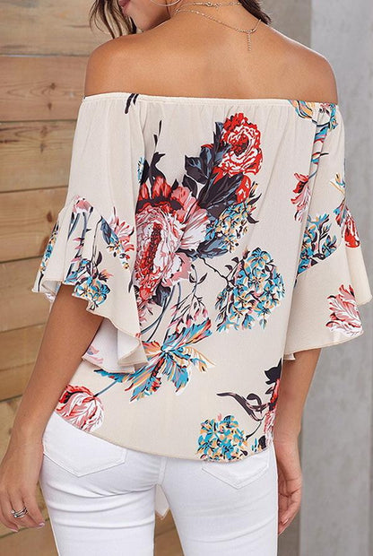 Creamtopmall Printed Knotted Flare Sleeve Jacket