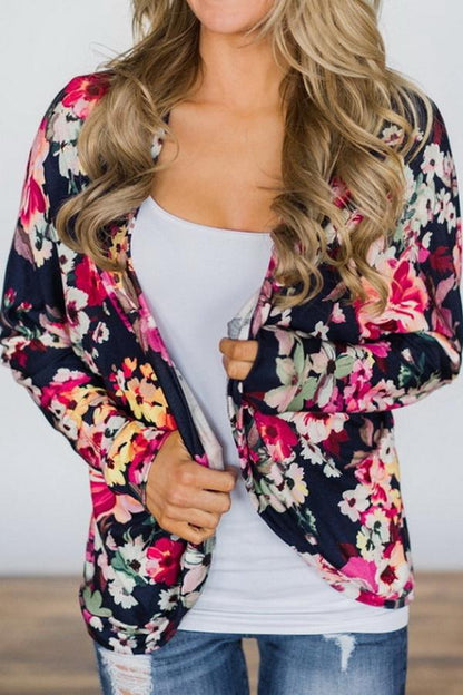 Creamtopmall Printed Long Sleeve Loose Cardigan