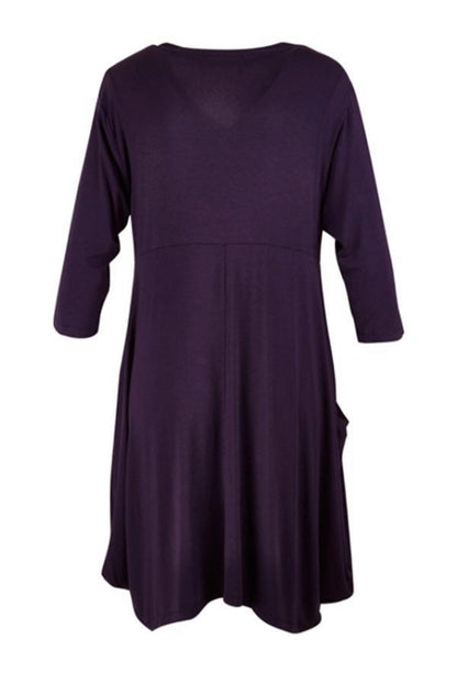 Creamtopmall Pure Colour Long Sleeve Pocket Dress