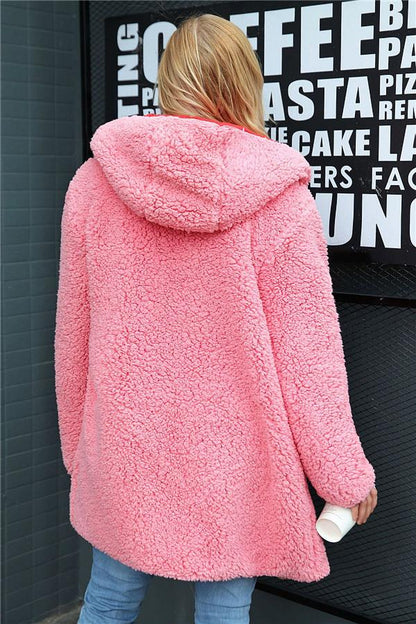 Creamtopmall Reversible Faux Lambswool Thick Jacket - Pink/Red