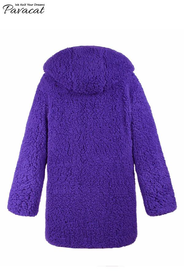 Creamtopmall Reversible Faux Lambswool Thick Jacket - Purple/Black