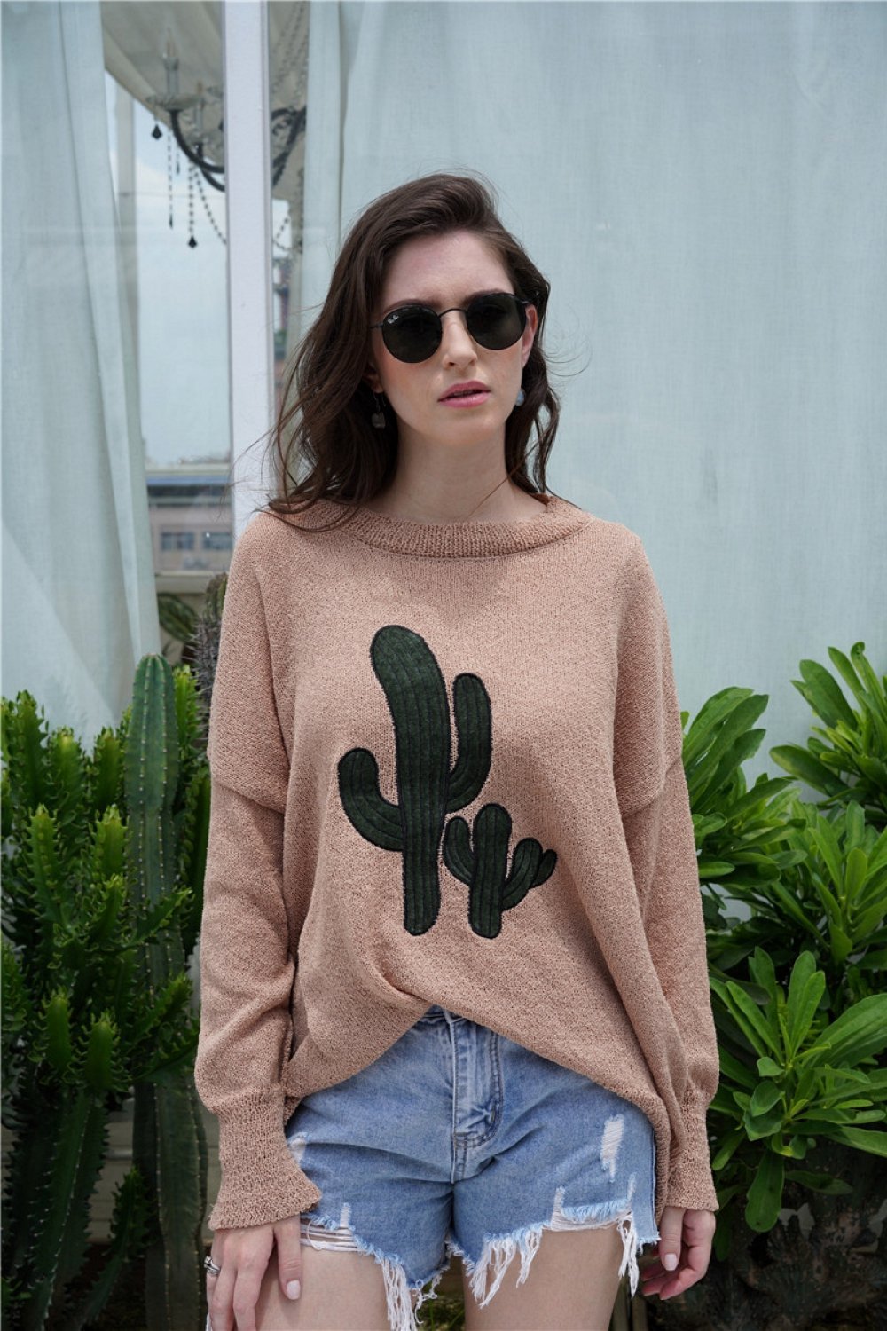 Creamtopmall Round Neck Drop Shoulder Sweater