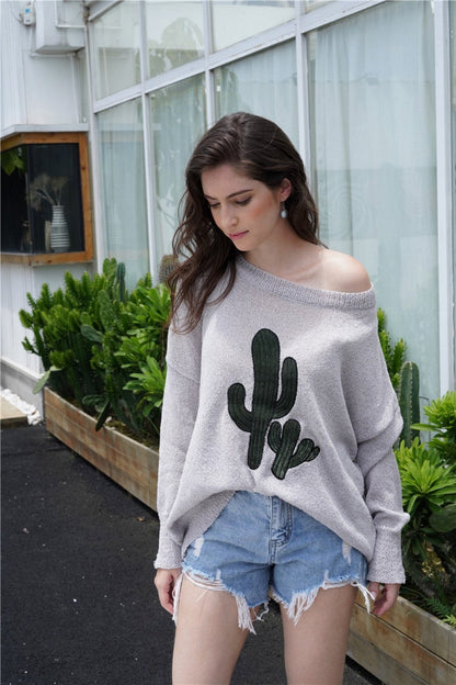 Creamtopmall Round Neck Drop Shoulder Sweater