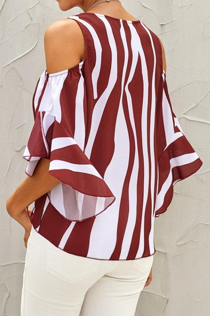 Creamtopmall Round Neck Strapless Vertical Striped Top