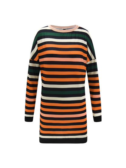 Creamtopmall Round Neck Striped Loose Dress