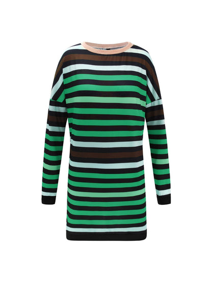 Creamtopmall Round Neck Striped Loose Dress