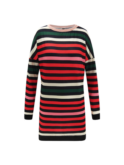 Creamtopmall Round Neck Striped Loose Dress