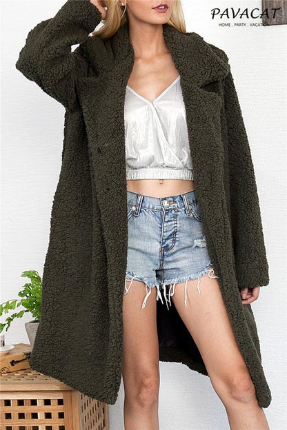 Creamtopmall Round the 70's World Wool Blend Coat - Khaki