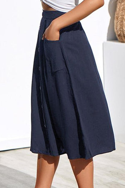 Creamtopmall Row Button Loose Pocket Skirt