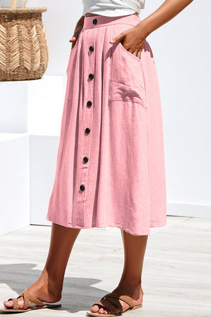 Creamtopmall Row Button Loose Pocket Skirt