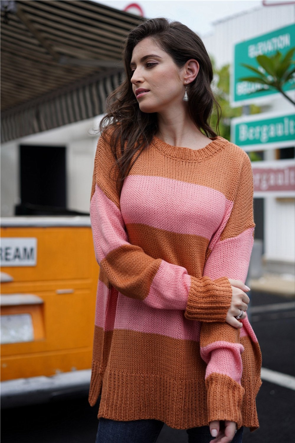 Creamtopmall Simple Round Neck Long-sleeve Sweater