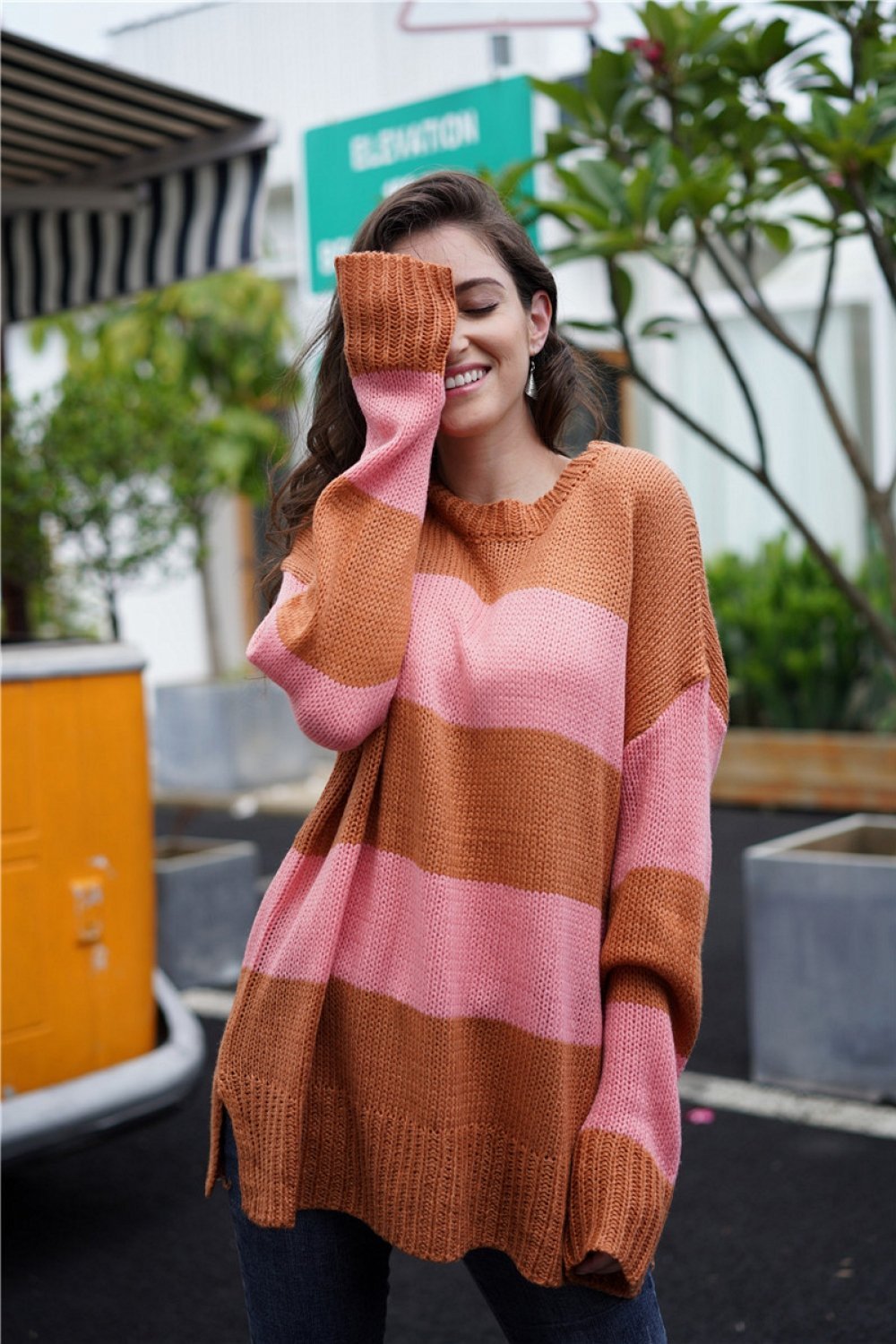 Creamtopmall Simple Round Neck Long-sleeve Sweater