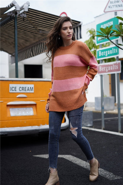 Creamtopmall Simple Round Neck Long-sleeve Sweater