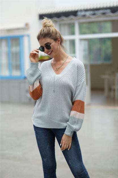 Creamtopmall Simple Round Neck Loose Sweater - Grey