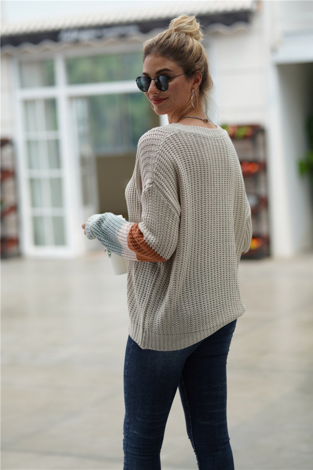 Creamtopmall Simple Round Neck Loose Sweater