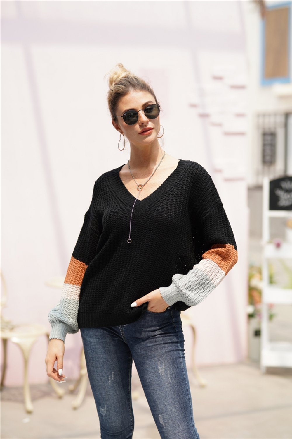 Creamtopmall Simple Round Neck Loose Sweater