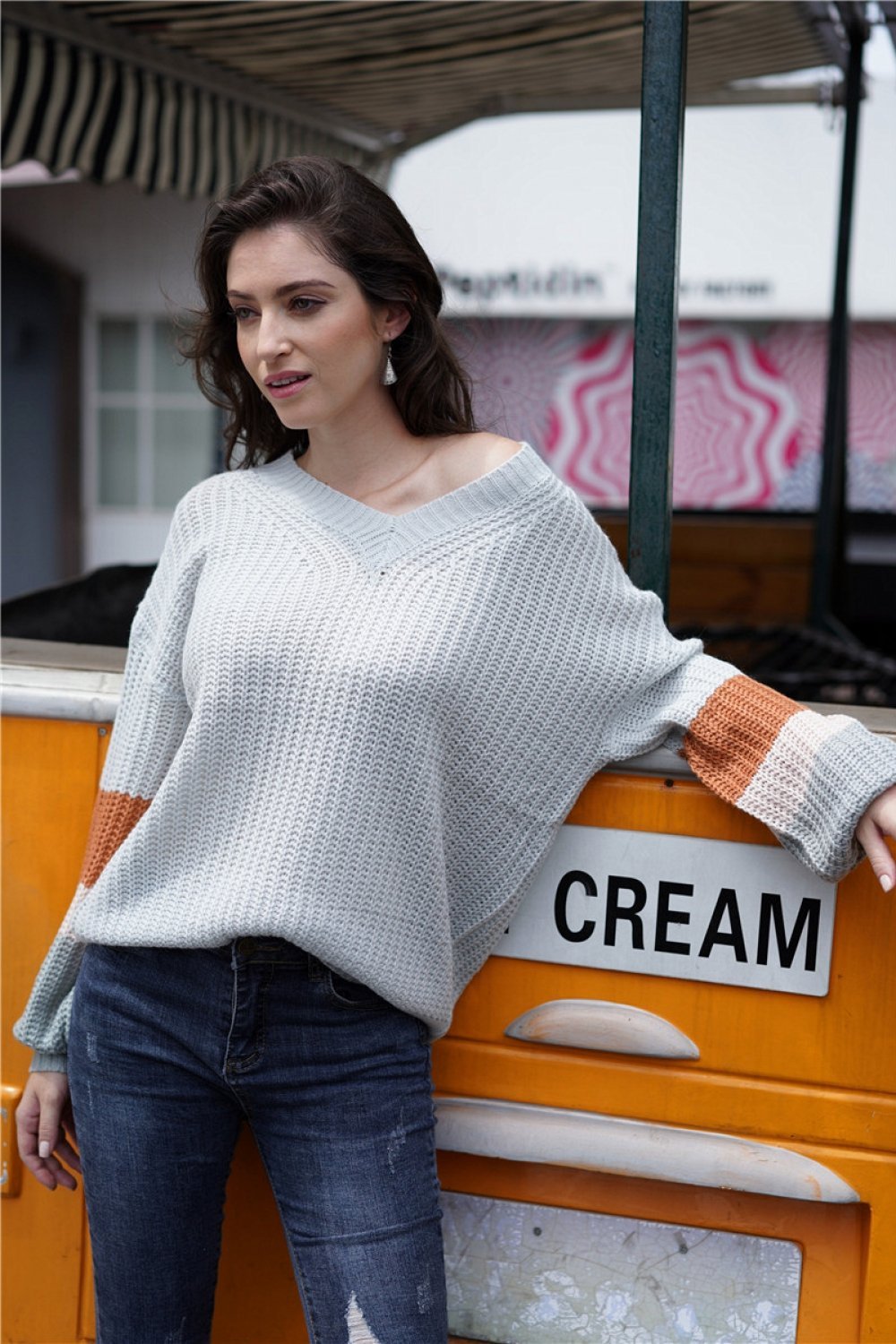 Creamtopmall Simple Round Neck Loose Sweater