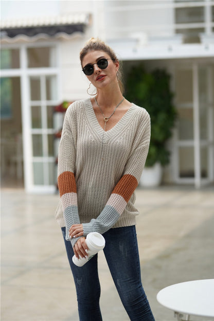 Creamtopmall Simple Round Neck Loose Sweater - Grey