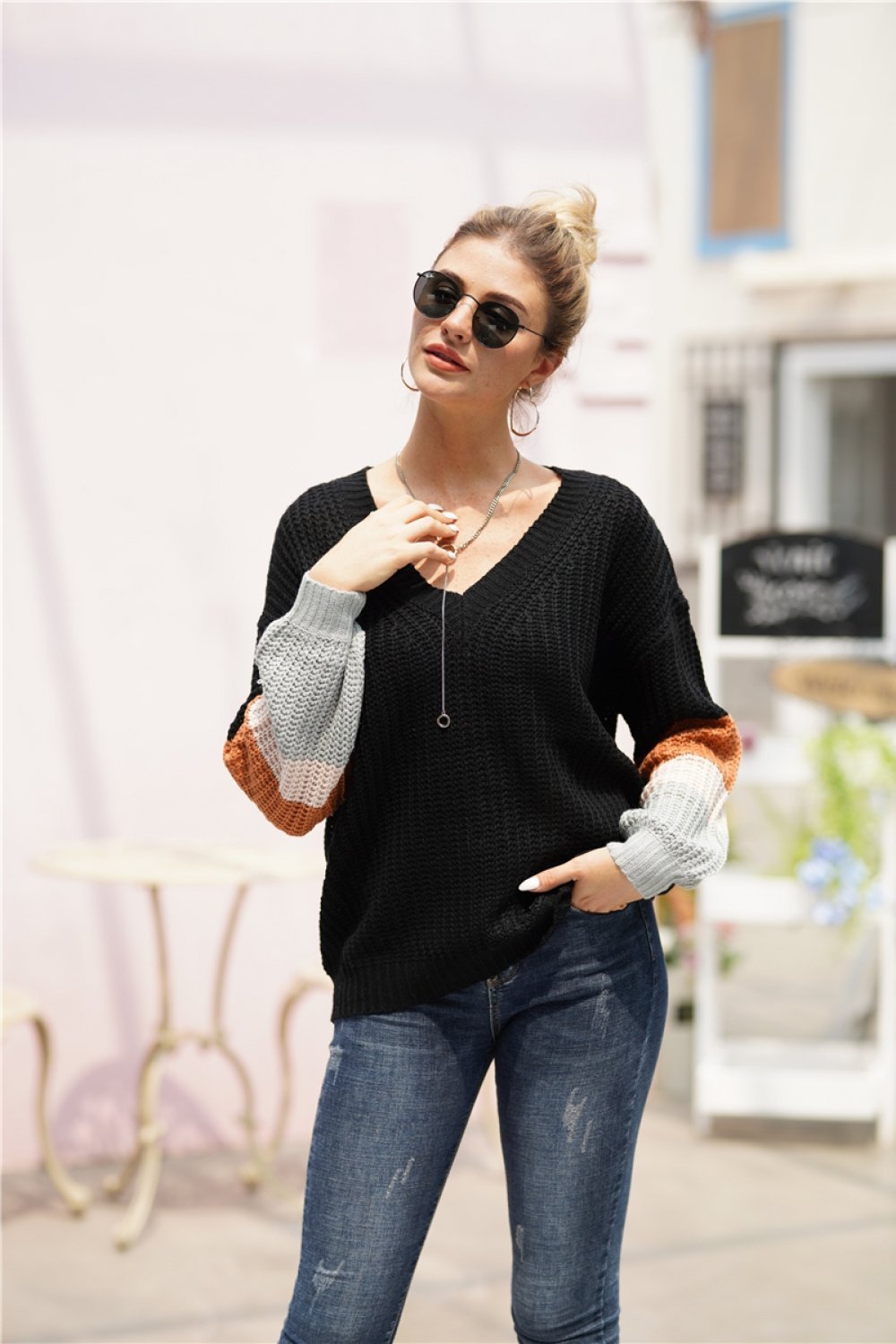 Creamtopmall Simple Round Neck Loose Sweater