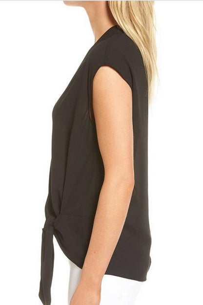 Creamtopmall Sleeveless Deep V-collar Knotted Shirt