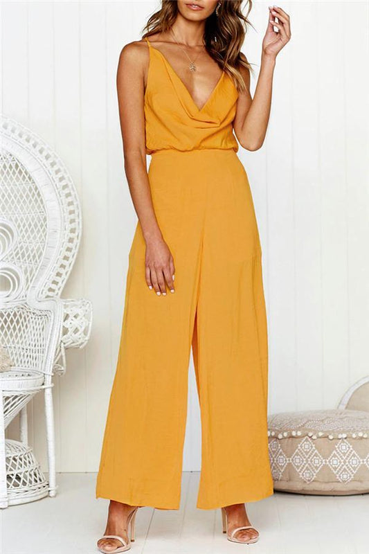 creamtopmall Sleeveless V Neck Slim Jumpsuit