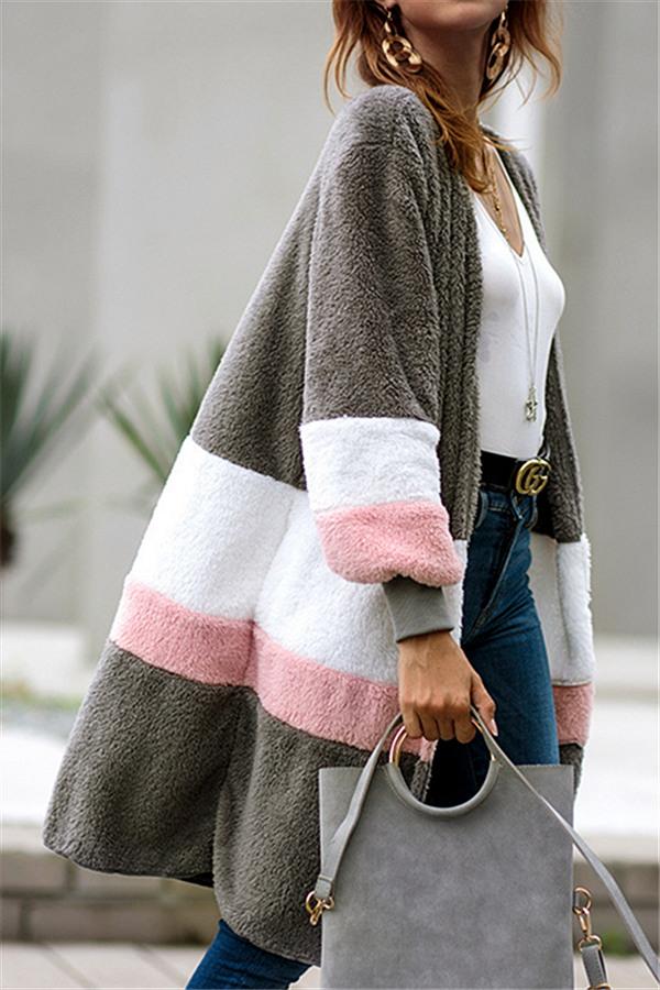 Creamtopmall Soft Heart Long Fleece Cardigan