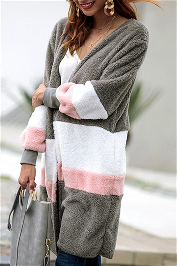 Creamtopmall Soft Heart Long Fleece Cardigan