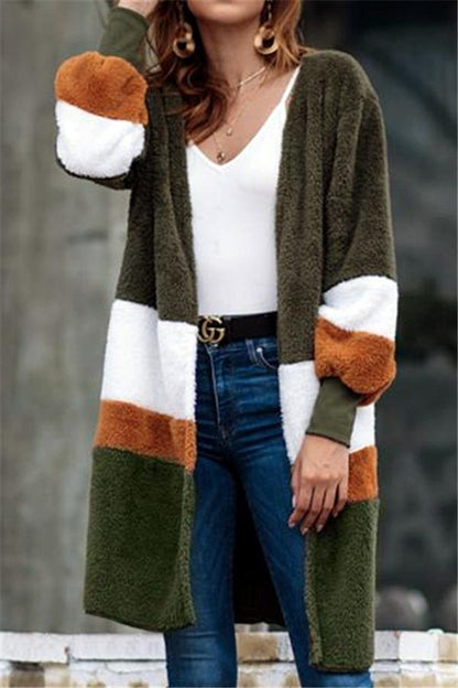 Creamtopmall Soft Heart Long Fleece Cardigan - Green