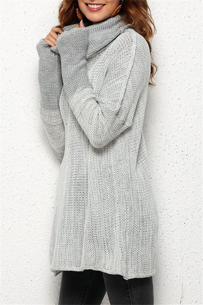 Creamtopmall Spliced Turtleneck Loose Pullover Sweater