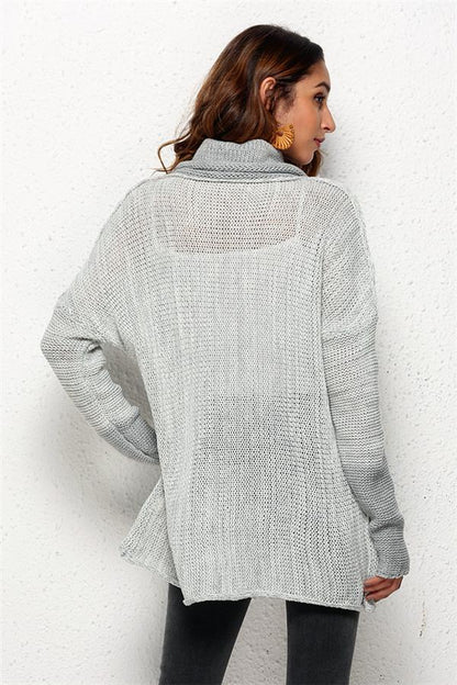 Creamtopmall Spliced Turtleneck Loose Pullover Sweater