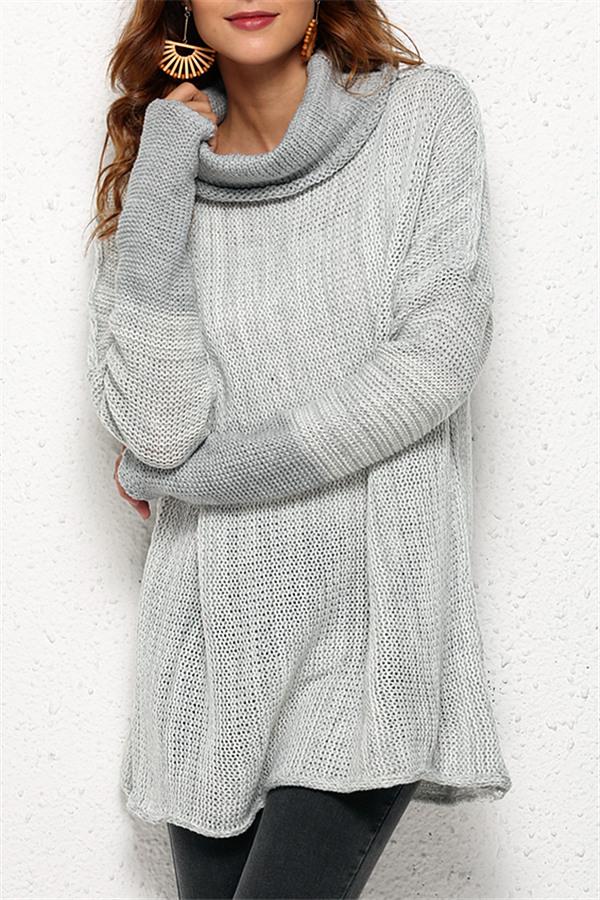 Creamtopmall Spliced Turtleneck Loose Pullover Sweater