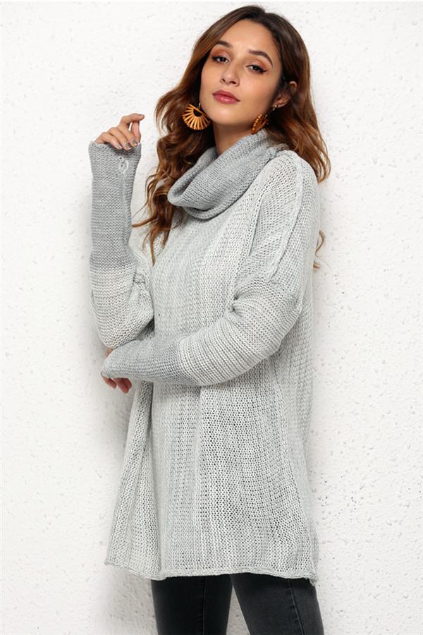 Creamtopmall Spliced Turtleneck Loose Pullover Sweater