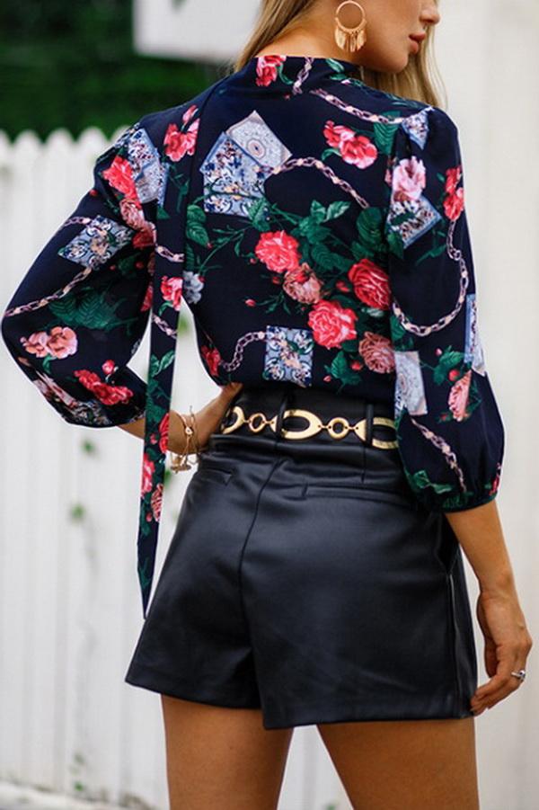 Creamtopmall Streetwear Floral V Neck Loose Blouse