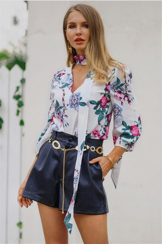 Creamtopmall Streetwear Floral V Neck Loose Blouse