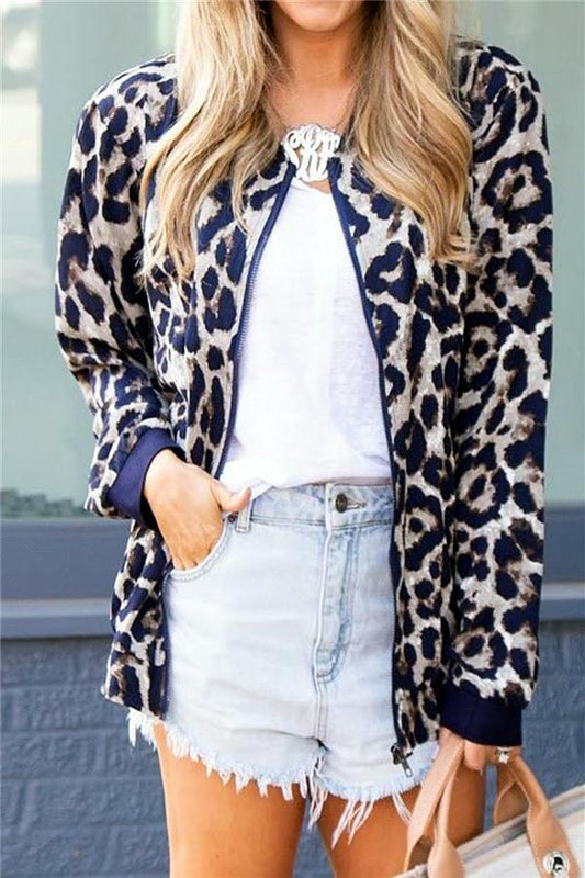 Creamtopmall Streetwear Leopard Zip Jackets