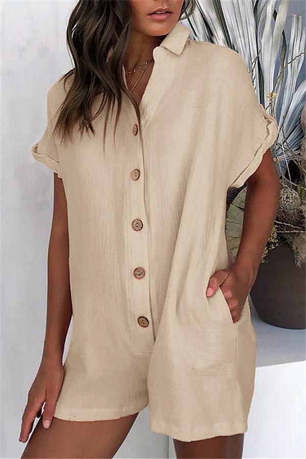 creamtopmall Streetwear Short Sleeve Shirt Romper