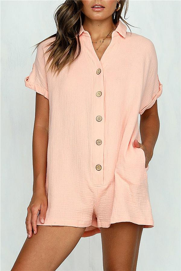 creamtopmall Streetwear Short Sleeve Shirt Romper