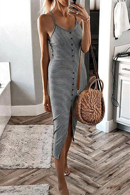 Creamtopmall Solid Color Sleeveless Sheath Dress