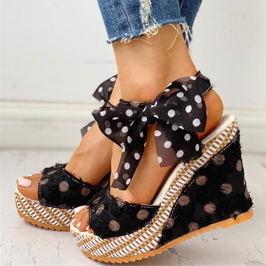 Creamtopmall Sweet Polka Dot Leisure Wedges Sandals