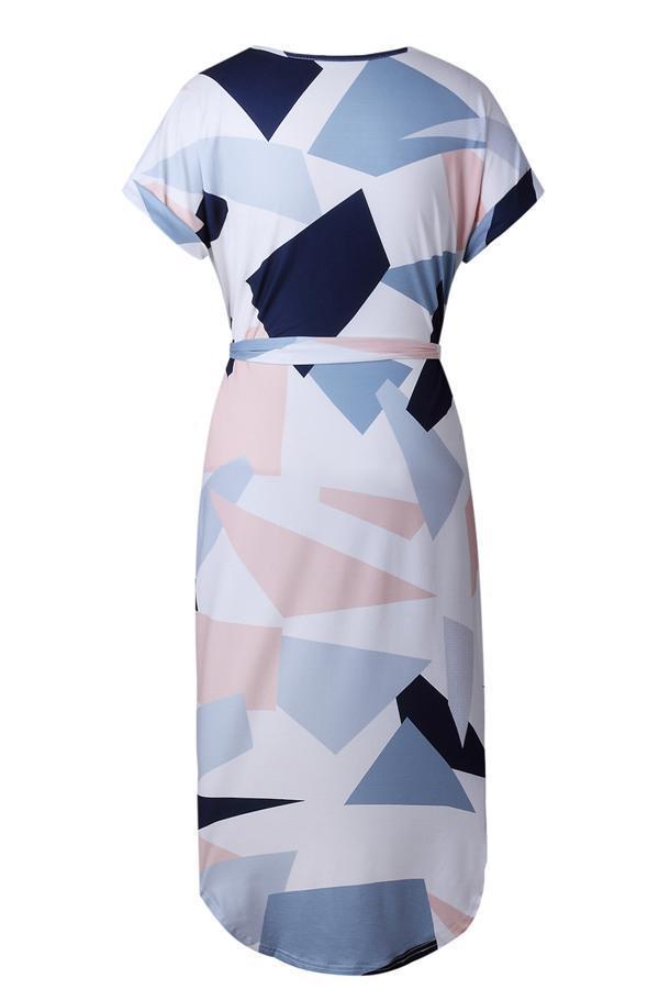 Creamtopmall Tied Printed Cut Out Midi Dress