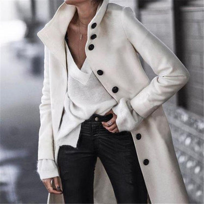 Creamtopmall Turn-down Collar Single Breasted Coat