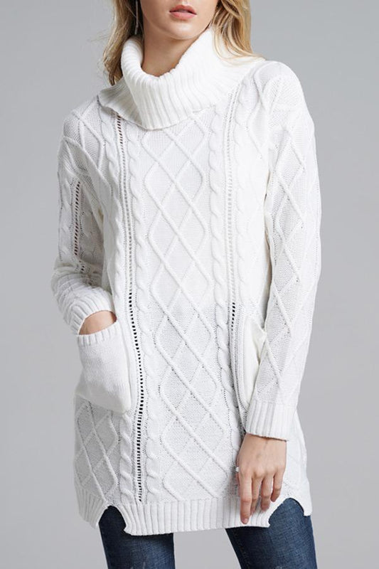 Creamtopmall Turtleneck Long Knitting Split Sweater