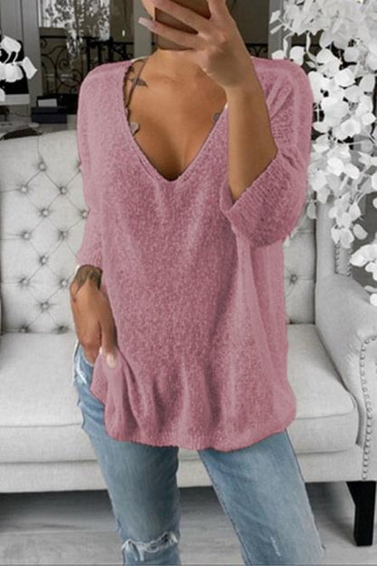 Creamtopmall V Neck Casual Sweater