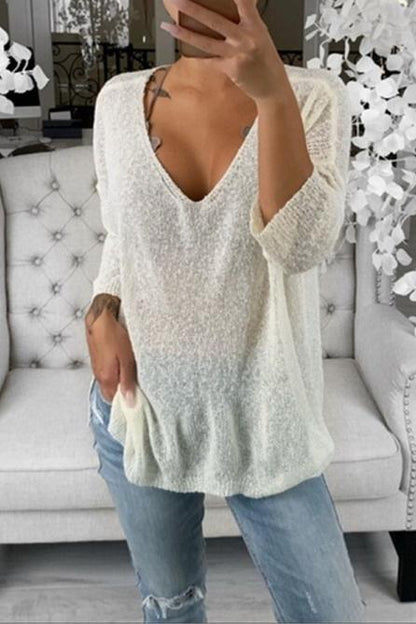 Creamtopmall V Neck Casual Sweater