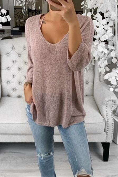 Creamtopmall V Neck Casual Sweater