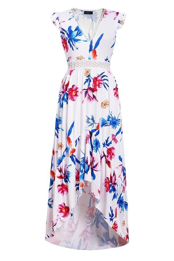 Creamtopmall Unique V Neck Maxi Dress