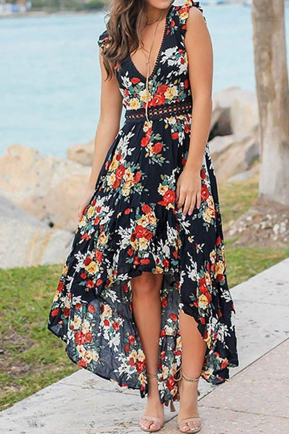 Creamtopmall Unique V Neck Maxi Dress