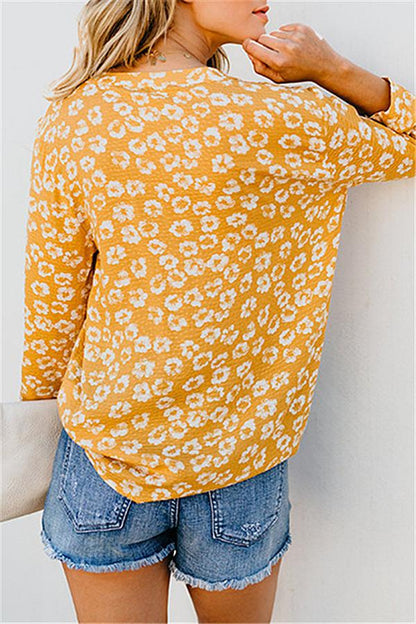 Creamtopmall V Neck Floral Shirt